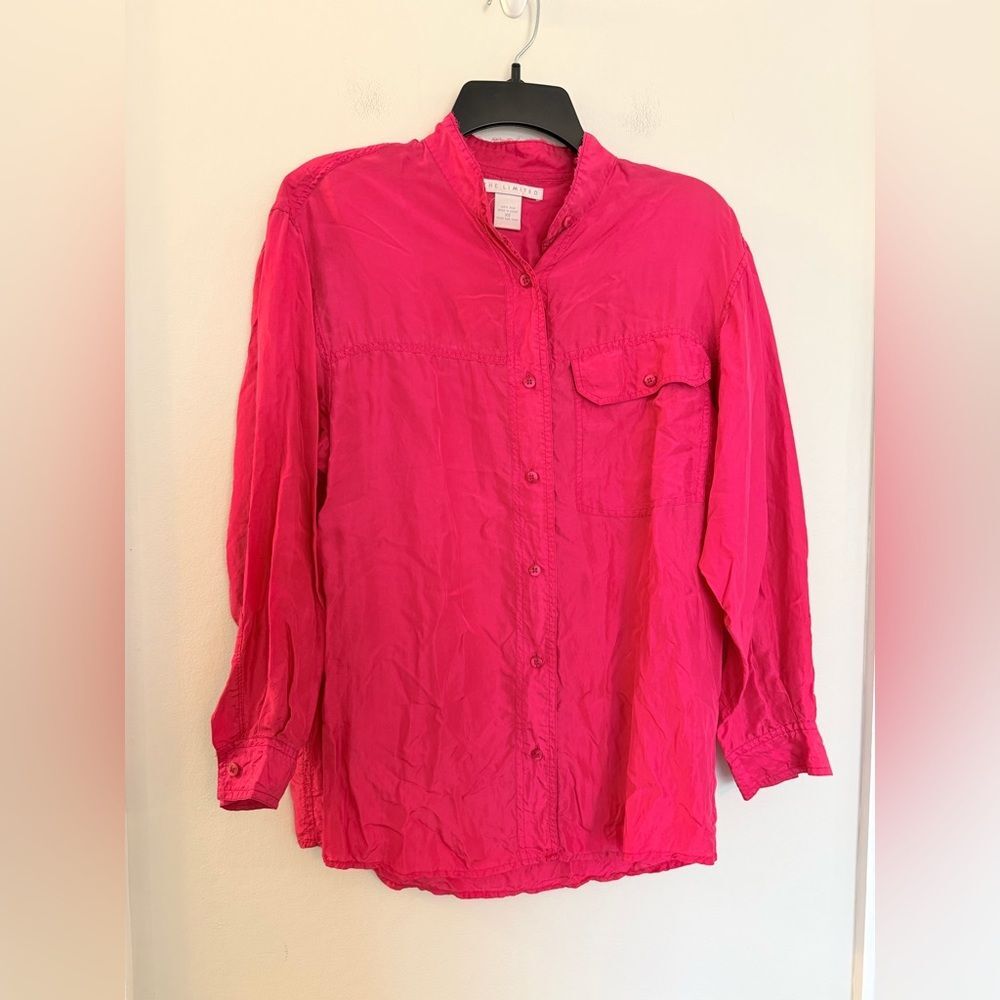 The Limited Hot Pink 100% Silk Button Down Top - Size XS